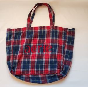 Aerie Flannel Plaid Tote Bag Medium Size